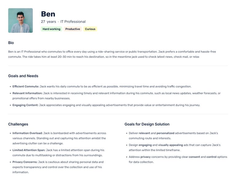 ben user persona